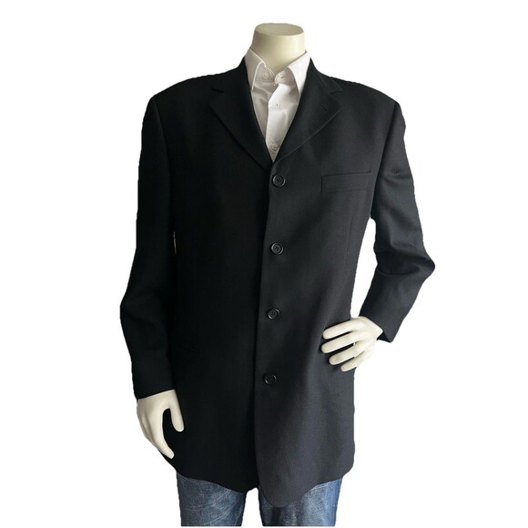 HUGO BOSS Sokrates Men's 42R Blazer Textured Wool Black Sport Jacket Made In USA - Picture 2 of 13